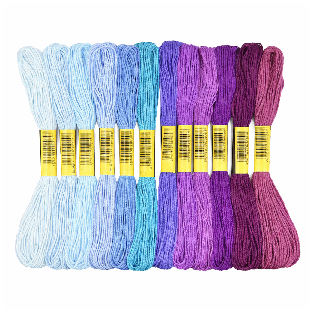 12 Skeins Embroidery Floss 6 Ply Polyester Variegated Threads 105 Yards for Cross Stitch Bracelet Knitting Craft