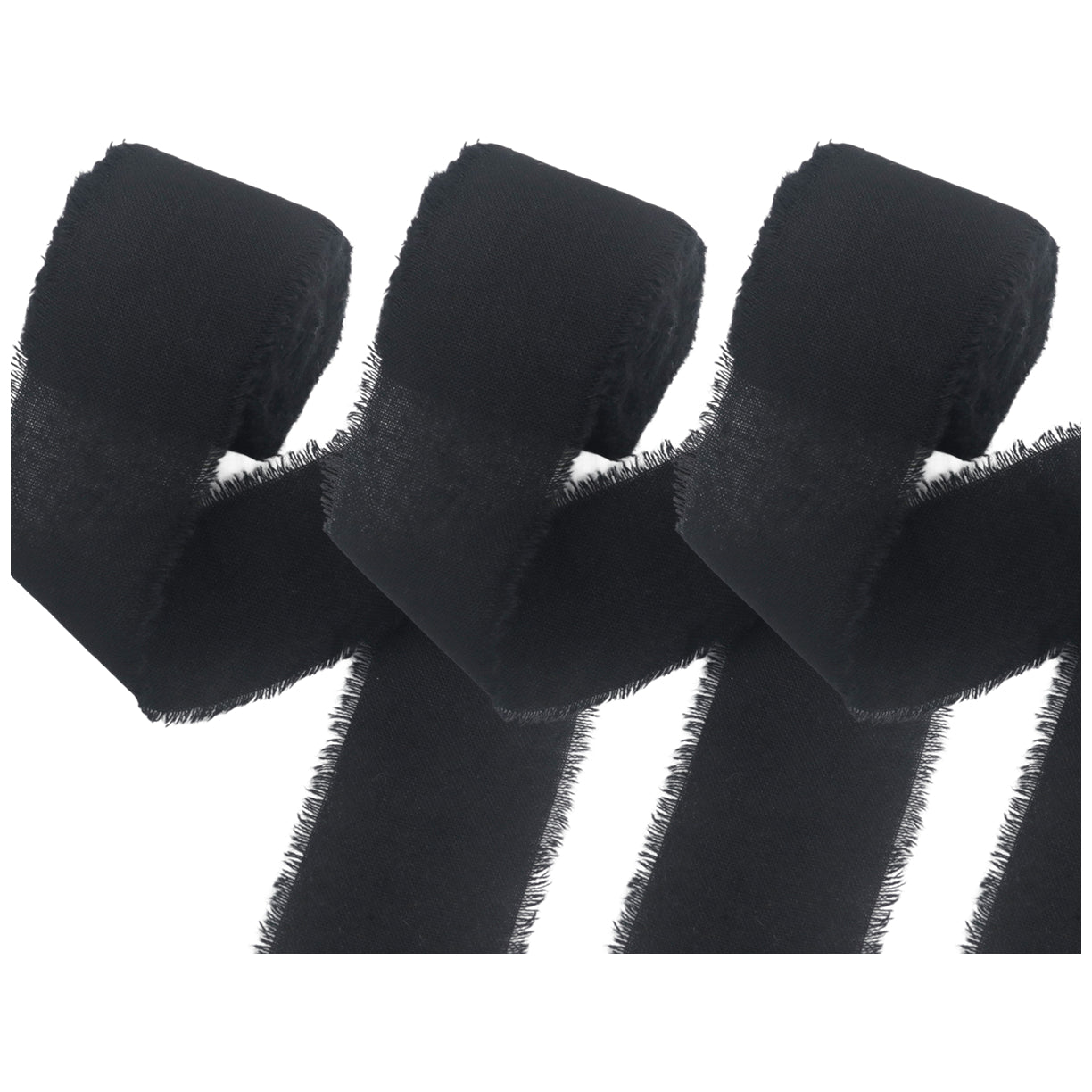 1.5 Inch Cotton Frayed Fabric Ribbon 15 Yards for Crafts and Wedding Decorations, Pack of 3