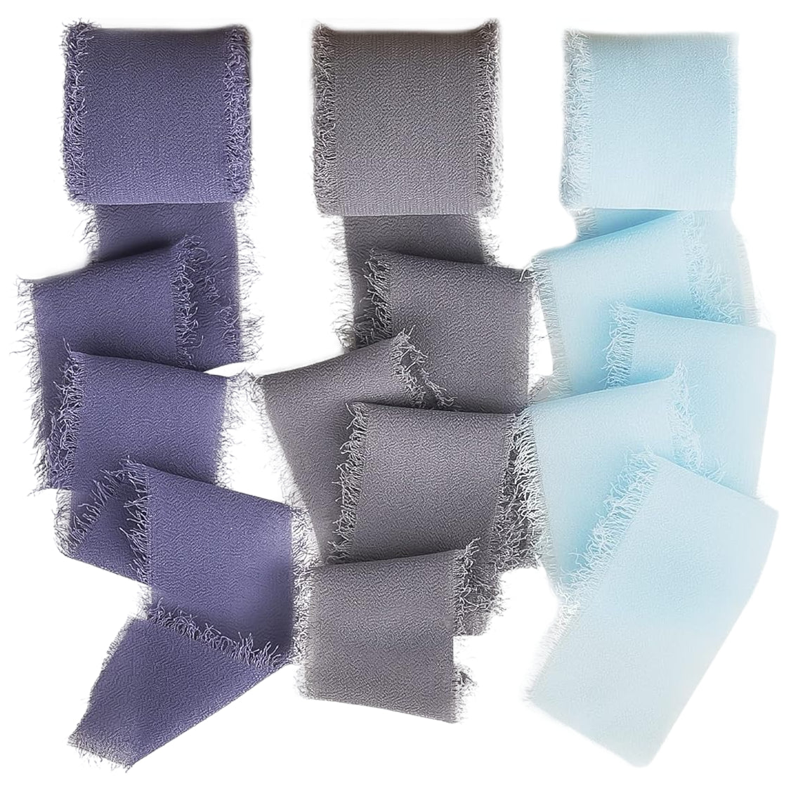 1.5 Inch x 7 Yards Chiffon Silk Ribbon Set for Wedding Bouquets, Gifts, and Decorations, Pack of 3
