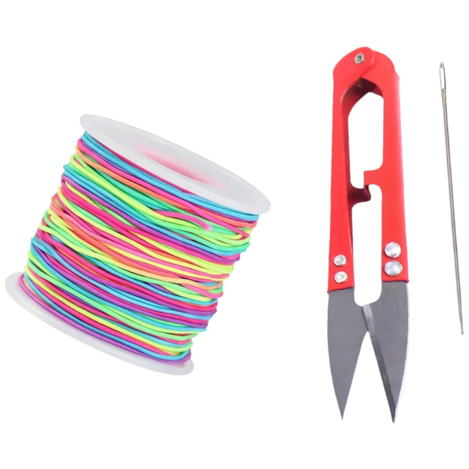 50 Yards Each Roll Nylon Core Spun Elastic Cord With Needle and Scissors for Jewelry Making and Crafts