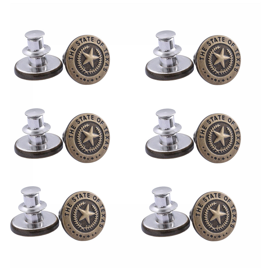 No Sew Jean Button Pins Adjustable Reusable Waist Tightener for Loose Jeans. Set of 12