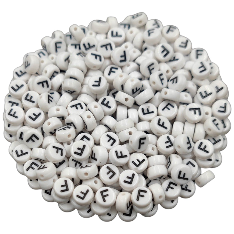 White Round Acrylic Alphabet Letter Beads for Bracelet and Jewelry Making 4x7mm, Pack of 300