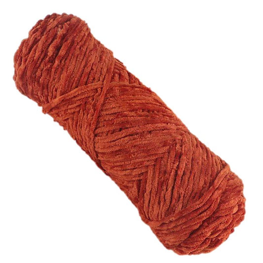 Rust Red Thick Chenille Yarn for Knitting/Crochet, #5 Weight (120 Yards)