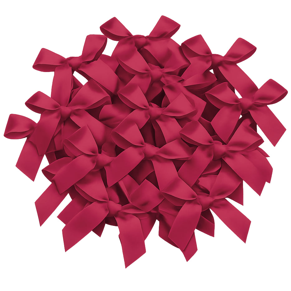 Mini Satin Ribbon Bows 4cm Hand Tied Fabric Flowers for DIY Crafts Gift Packaging Decorations, Pack of 50