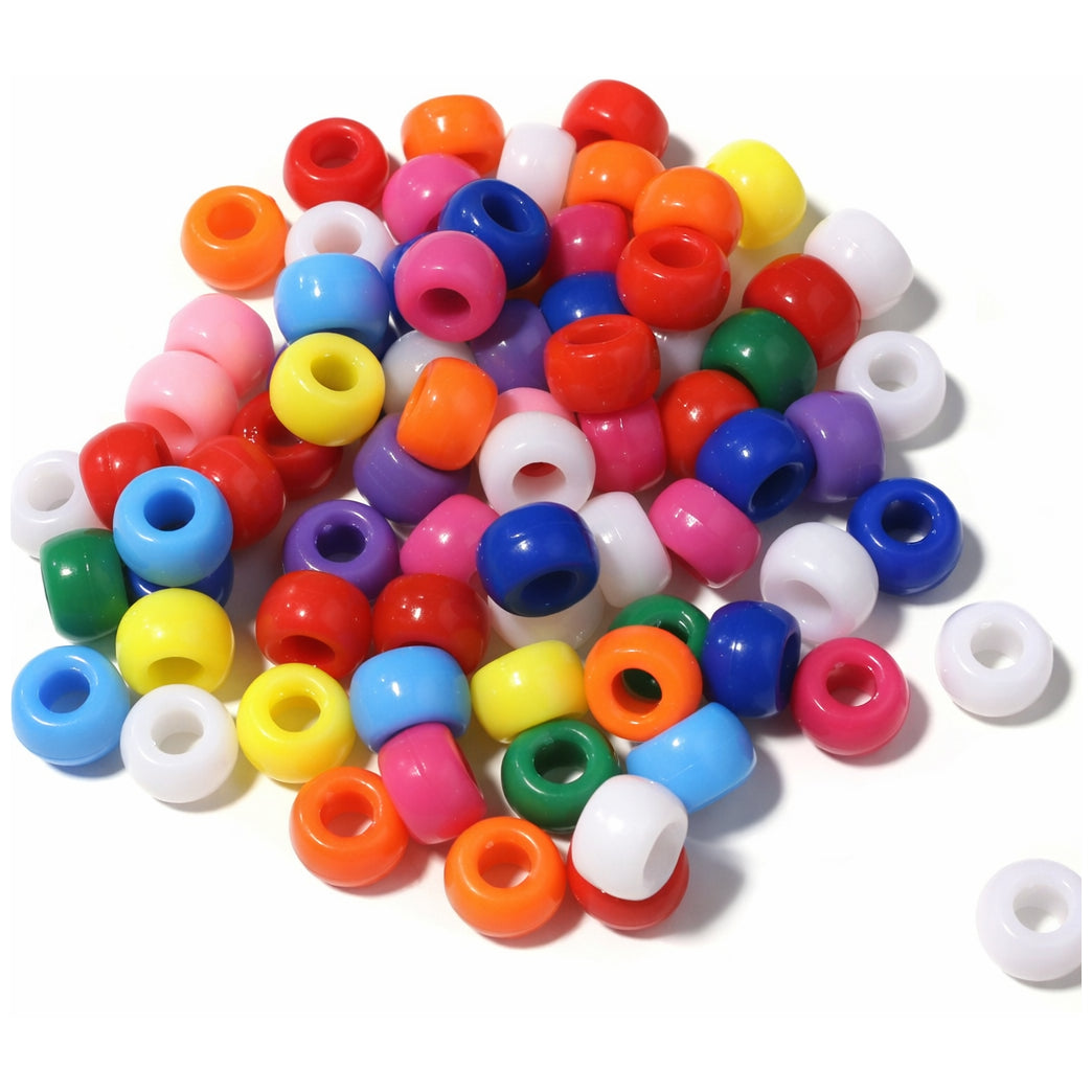 6x9mm Acrylic Pony Beads with 4mm Hole for Bracelets Jewelry Making and DIY Crafts, Pack of 1000