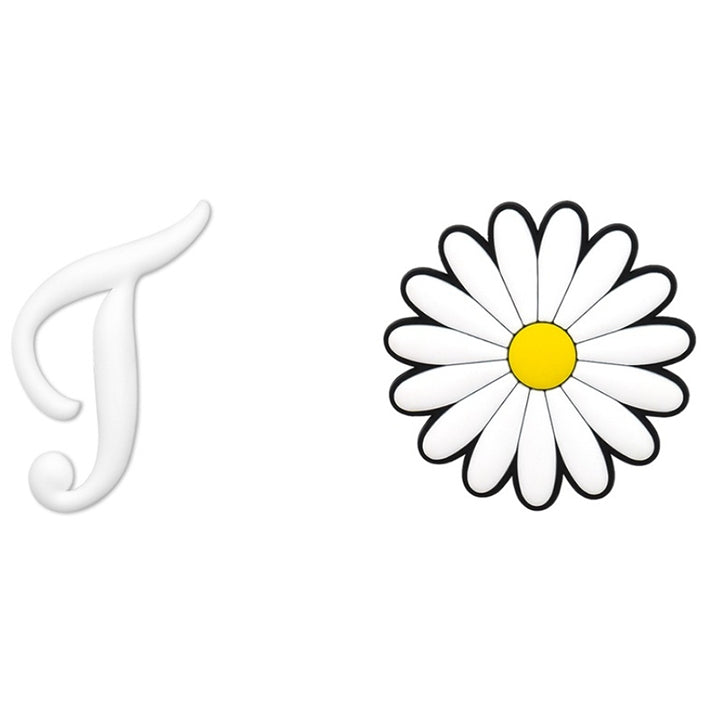2pcs Letter and Flower Charms for Hand Bag, Decorative Alphabet Accessories Compatible with Rubber Tote