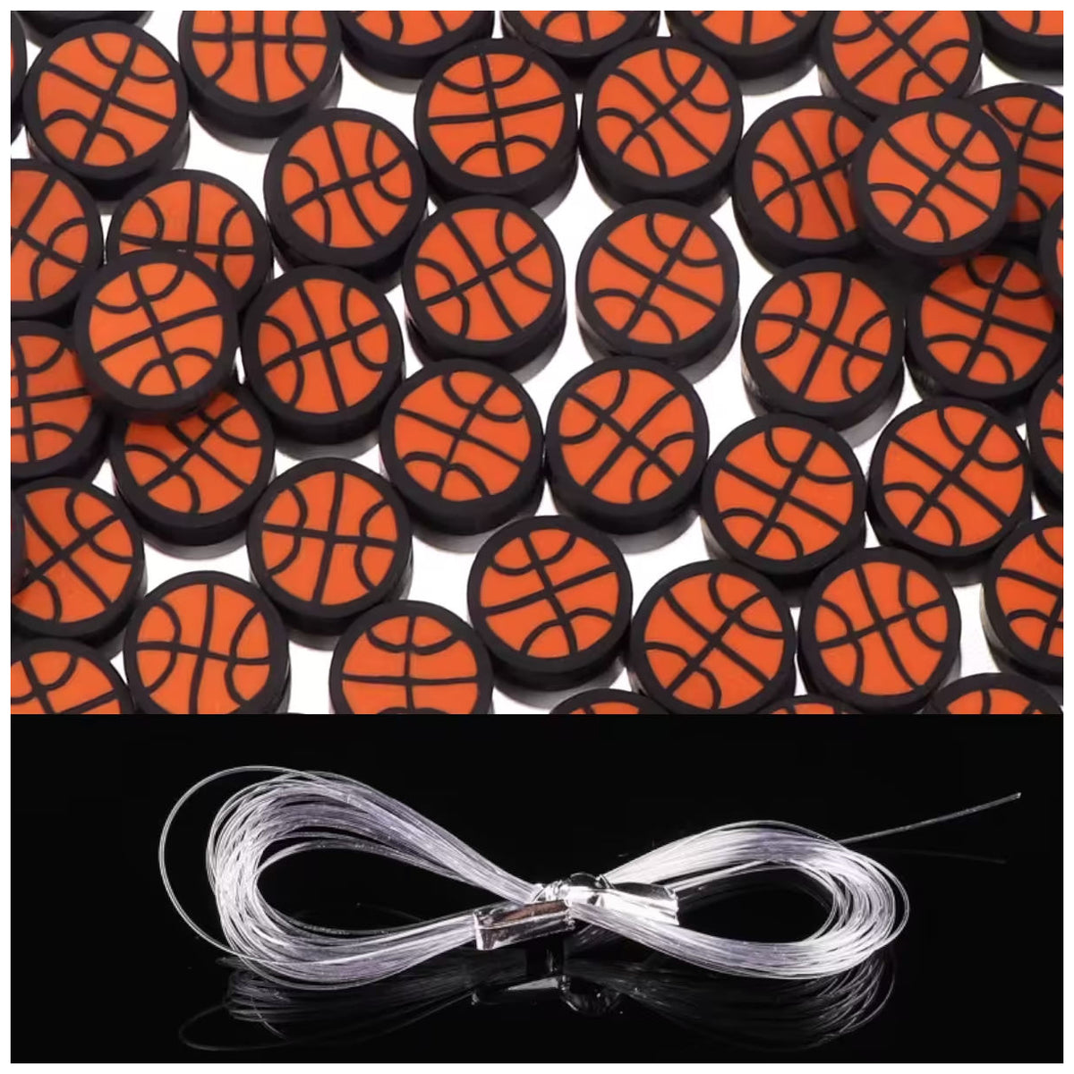 Sports Ball Polymer Clay Beads 8-11mm with Elastic String for Jewelry and DIY Crafts, Pack of 100