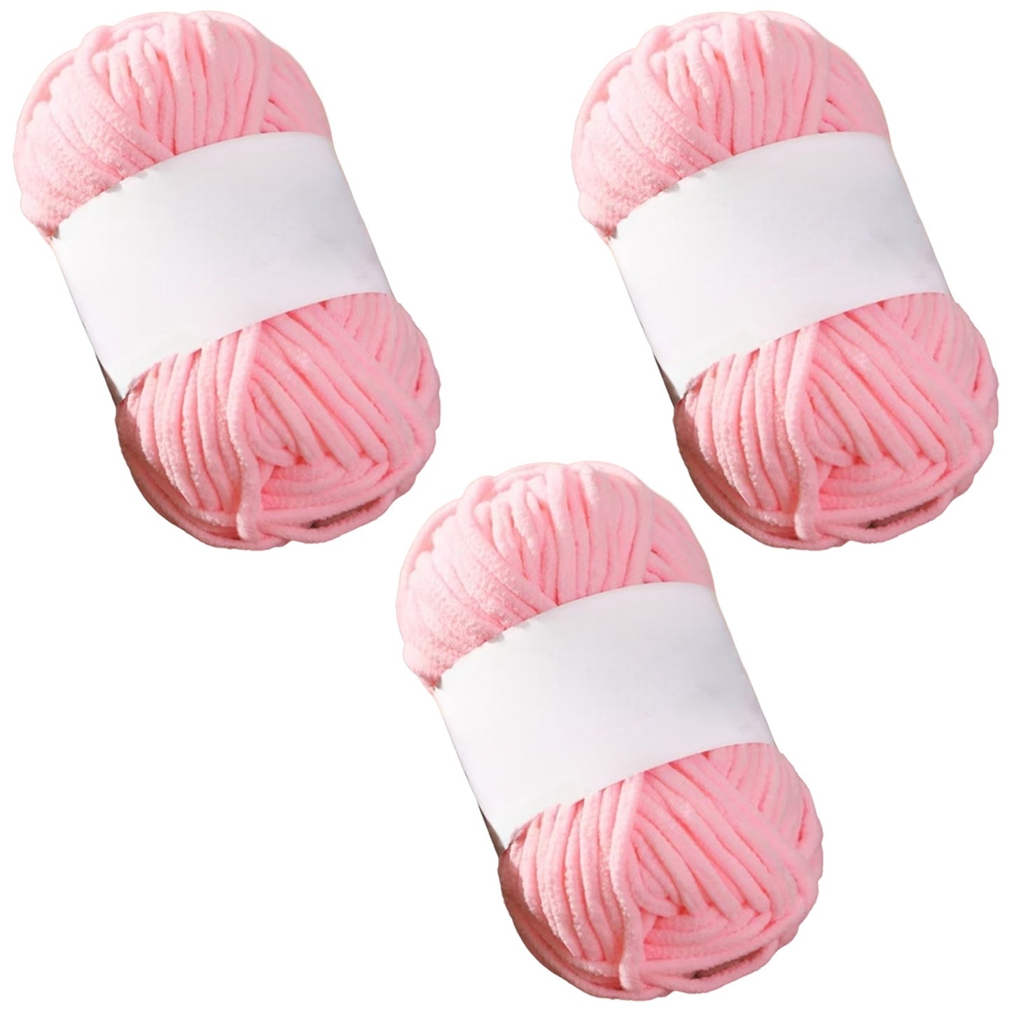 Soft Chenille Velvet Yarn for Crocheting Knitting Weaving Blankets and DIY Craft Projects 50 Grams/1.76oz 93 yards, Pack of 3