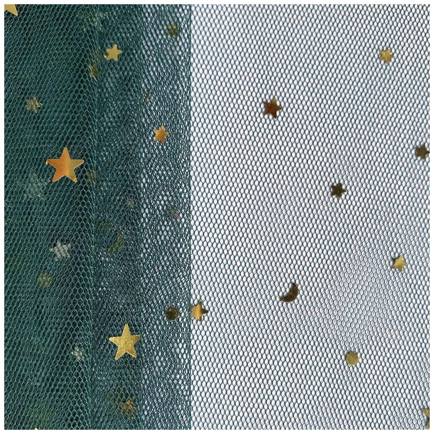 Glitter Tulle Fabric Roll With Star Moon Sequins for Tutu, Bridal Veil, Wedding Decor