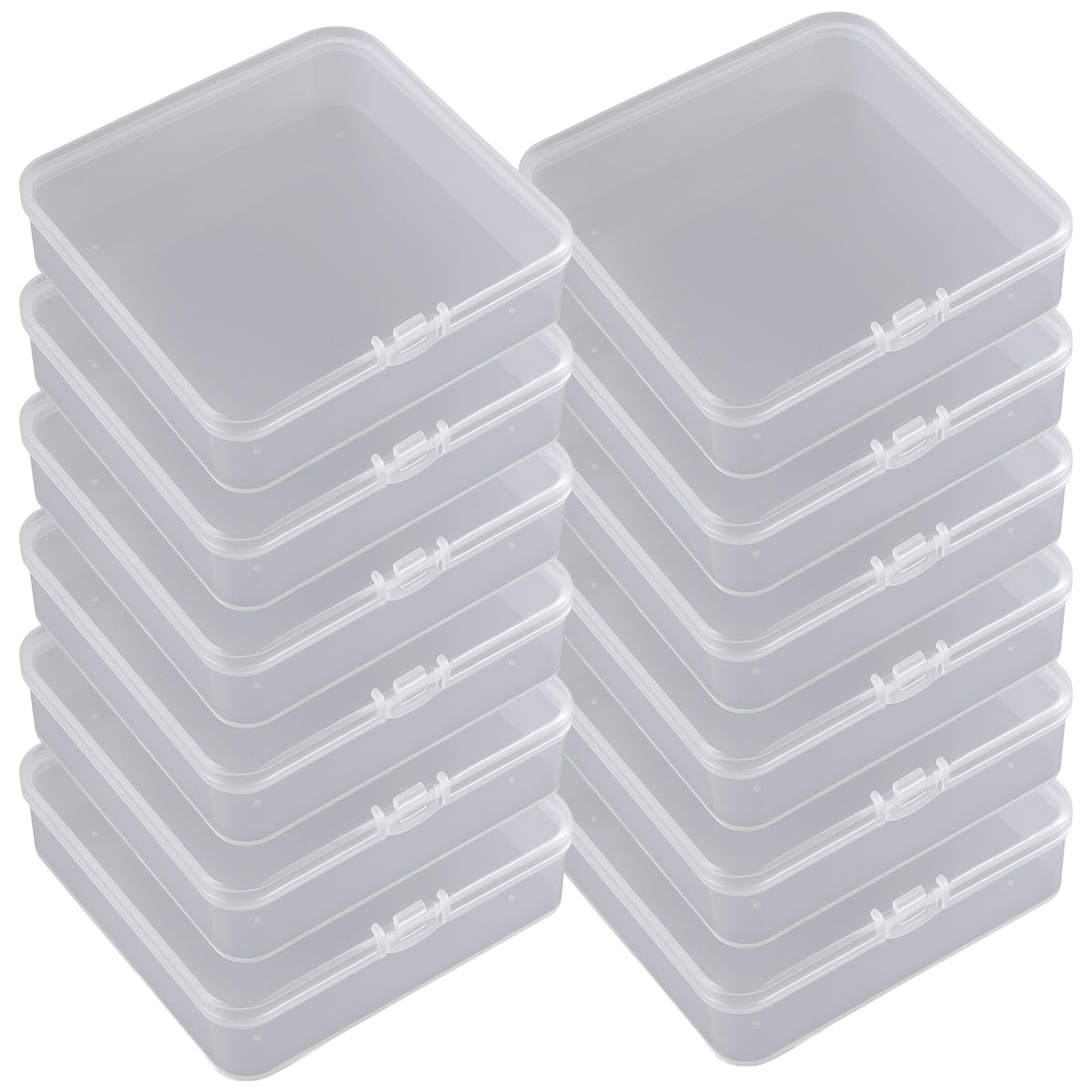 Clear Plastic Bead Storage Boxes with Hinged Lids for Jewelry and Craft Organization, Pack of 12