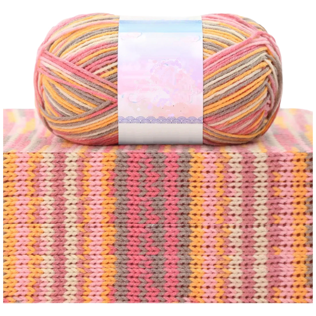 1.5mm Multicolored Fancy Yarn for Knitting & Crocheting Sweaters, Scarves & DIY Crafts, 50 Grams/1.76oz 175 yards