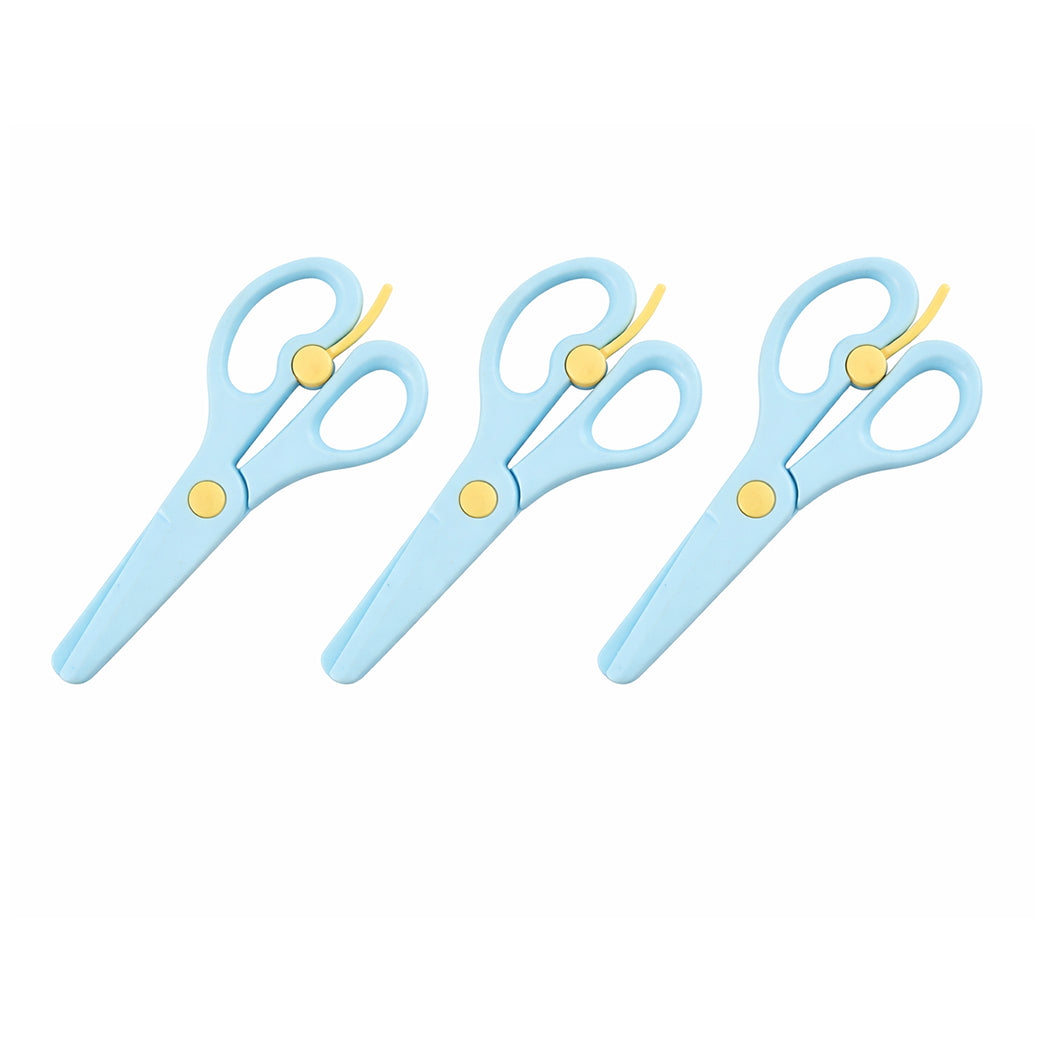 Kids Training Scissors Safety Scissors with Lever for Preschool Crafts and School Use, Pack of 3