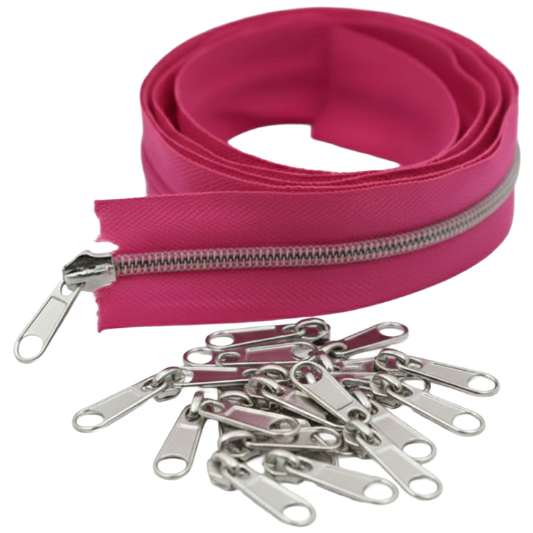 10 Yard Nylon Coil Zipper Roll with 25 Sliders Bulk Sewing Zippers for Bags Clothing Cushions and DIY Crafts