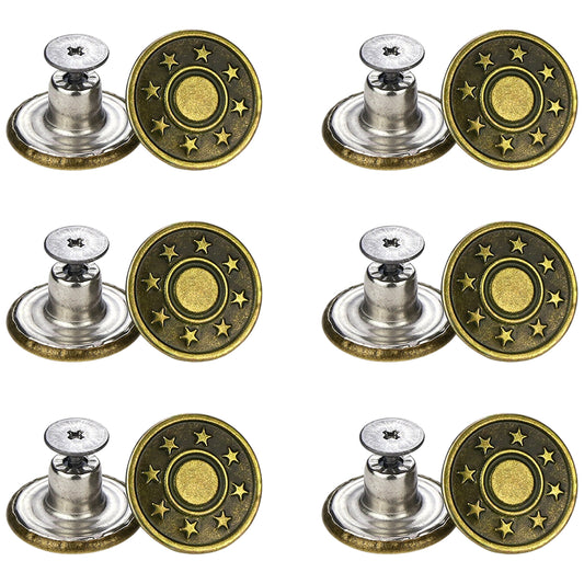 20mm Replacement Jean Buttons With Metal Tack Rivet Caps for Denim Repair, Pack of 12 Set