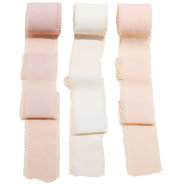 Handmade Chiffon Ribbon 4cm Wide 5m Each for Wedding and Gift Wrapping, Pack of 3