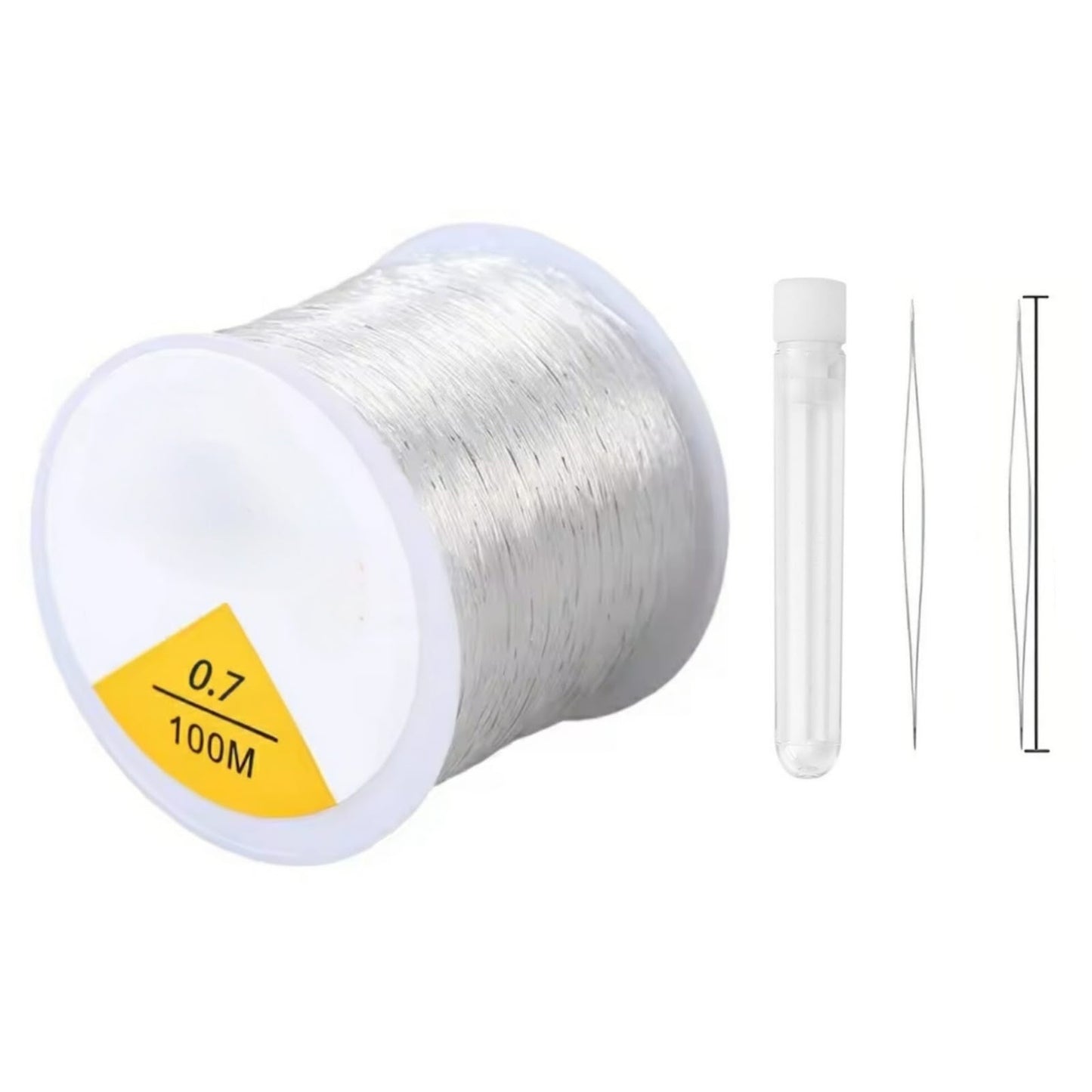 0.5mm Clear Elastic Stretch Cord 100M with Beading Needles for Bracelets and Jewelry Making