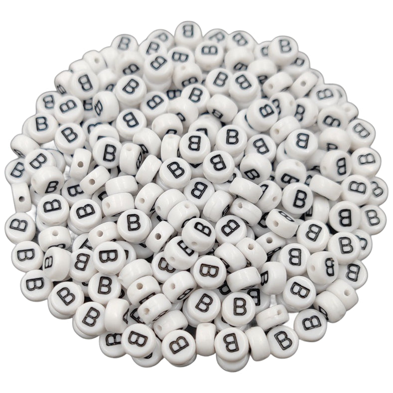 White Round Acrylic Alphabet Letter Beads for Bracelet and Jewelry Making 4x7mm, Pack of 300