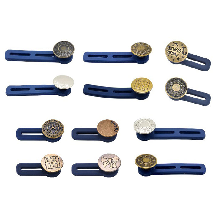 Adjustable No-Sew Pant Waist Extenders for Jeans, Trousers, Skirts, 1–1.8 Inch Fit Buttons, Set of 12