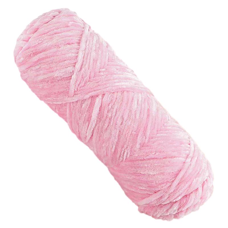 Light Pink Thick Chenille Yarn for Knitting/Crochet, #5 Weight (120 Yards)