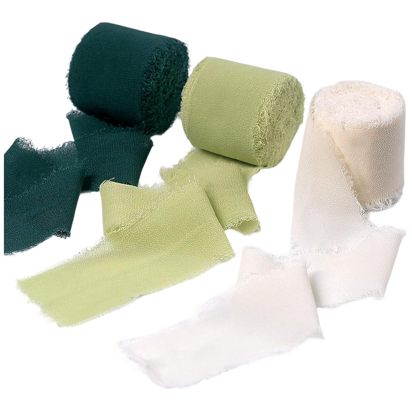 Handmade Chiffon Ribbon 4cm Wide 5m Each for Wedding and Gift Wrapping, Pack of 3