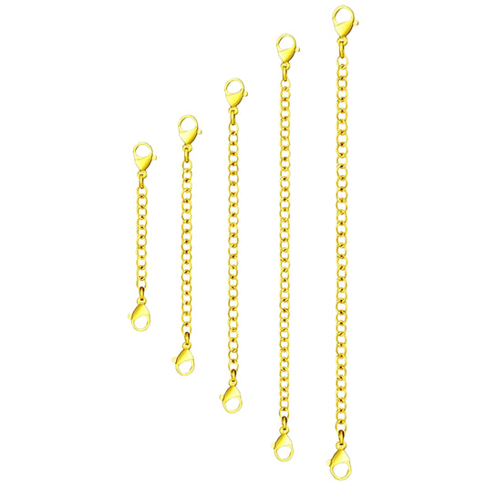 Stainless Steel Necklace Extender Set with Lobster Clasps for Jewelry, Bracelet, and Anklet Adjustments 5 sizes (2, 3, 4, 5 and 6 inches)