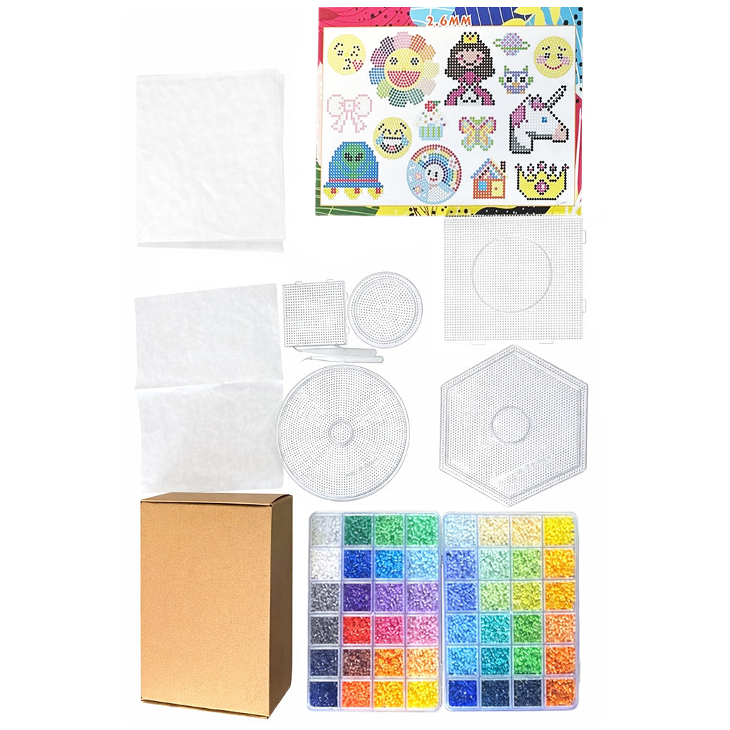 24000 Mini Fuse Beads Kit 2.6mm with Pegboards and Tweezers for Pixel Art DIY Crafts
