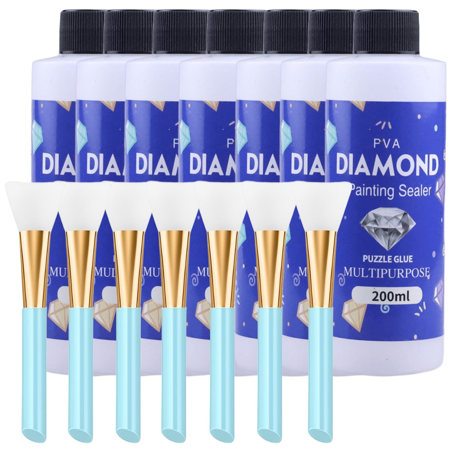 200ML Diamond Painting Sealer Glue with Silicone Brush for 5D Diamond Art and Jigsaw Puzzles