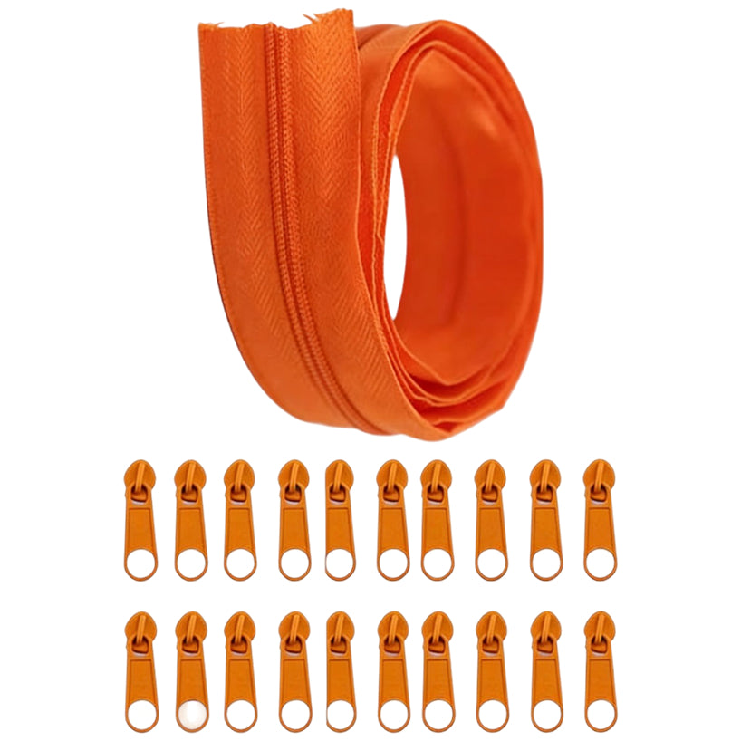 Nylon Coil Zipper 10 Yards with 20 Sliders for DIY Sewing Bags Garments and Crafts