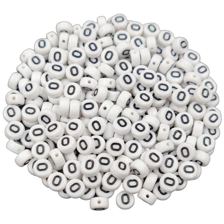 White Round Acrylic Alphabet Letter Beads for Bracelet and Jewelry Making 4x7mm, Pack of 300