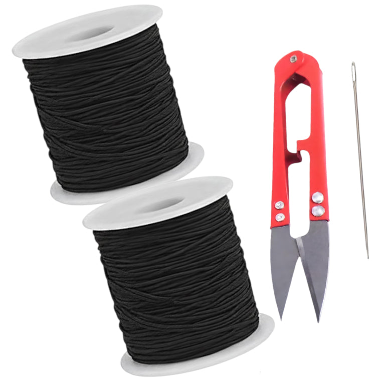 50 Yards Each Roll Nylon Core Spun Elastic Cord With Needle and Scissors for Jewelry Making and Crafts