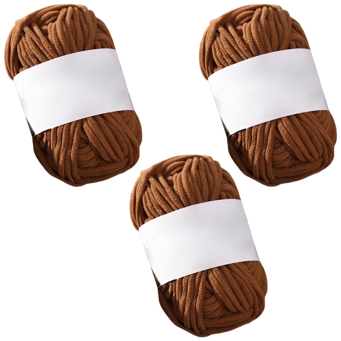 Soft Chenille Velvet Yarn for Crocheting Knitting Weaving Blankets and DIY Craft Projects 50 Grams/1.76oz 93 yards, Pack of 3