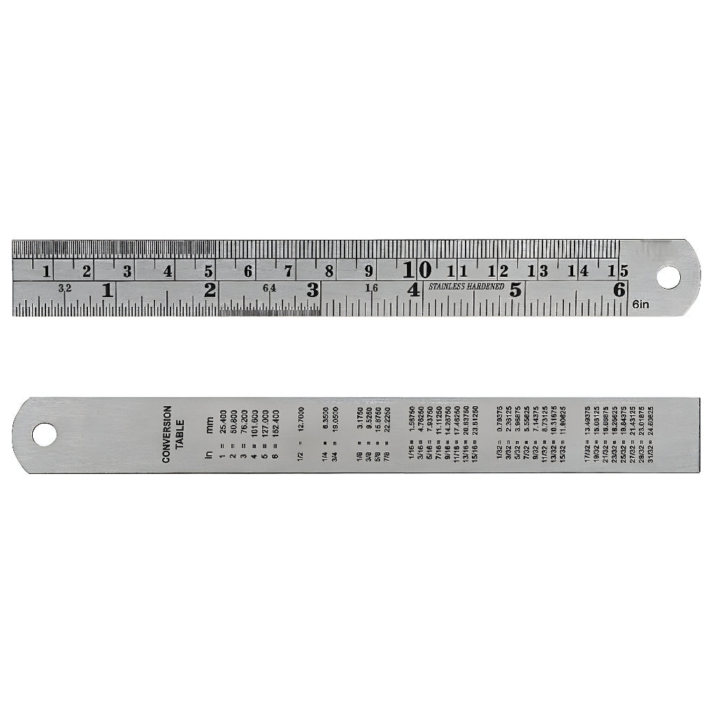 Stainless Steel Ruler with Conversion Table Metal Measuring Rule for School Office Engineering and DIY Use