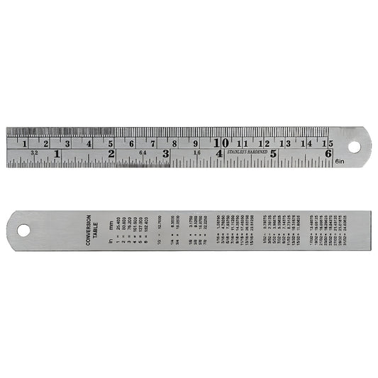 Stainless Steel Ruler with Conversion Table Metal Measuring Rule for School Office Engineering and DIY Use