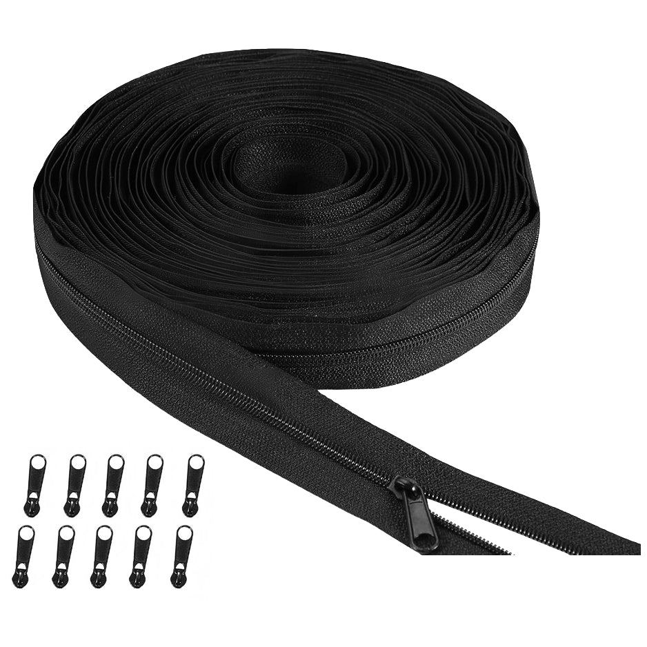 Nylon Coil Zipper Bulk Set with Replacement Sliders for Sewing Bags, Garments, Pouches and DIY Craft Projects