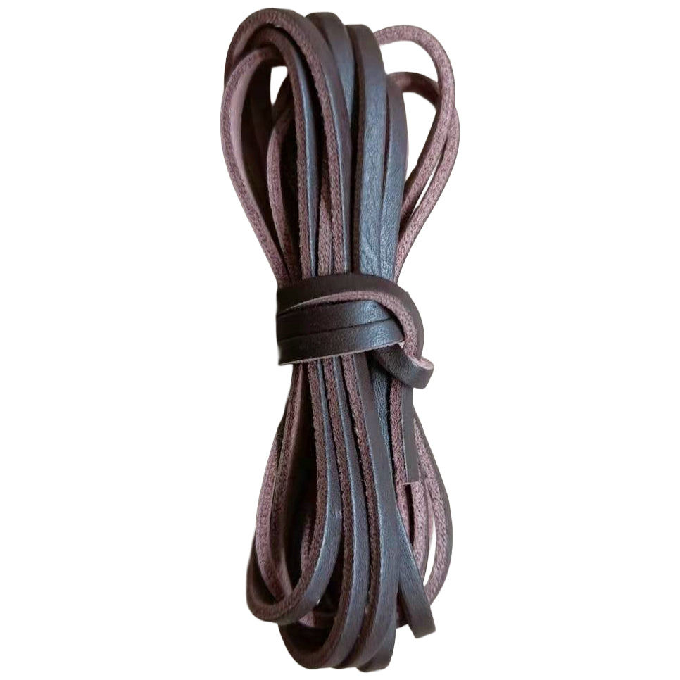 Flat Genuine Leather Cord Strip for Jewelry Braiding Crafts Shoelace Repair Sewing and Leatherworking Projects