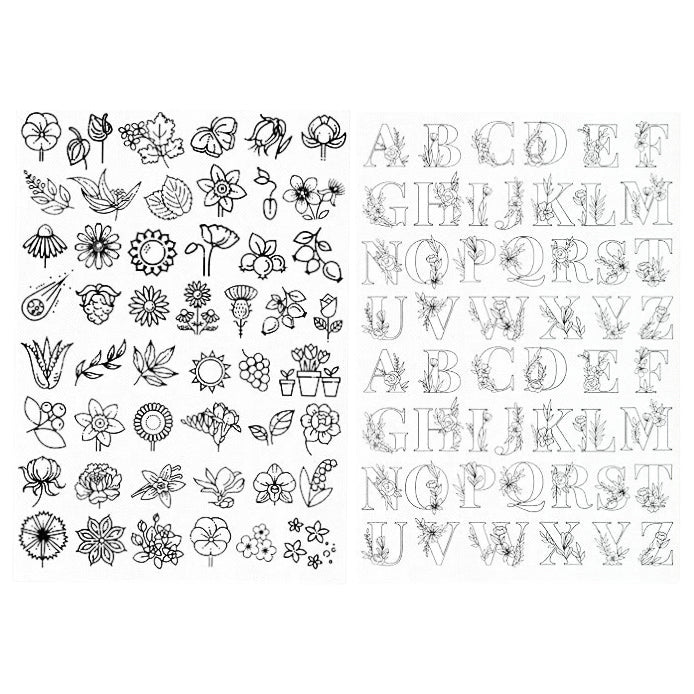 Water Soluble Embroidery Stabilizer Stick and Stitch Transfer Paper with Pre Printed Patterns for Hand Sewing Beginners, Pack of 2