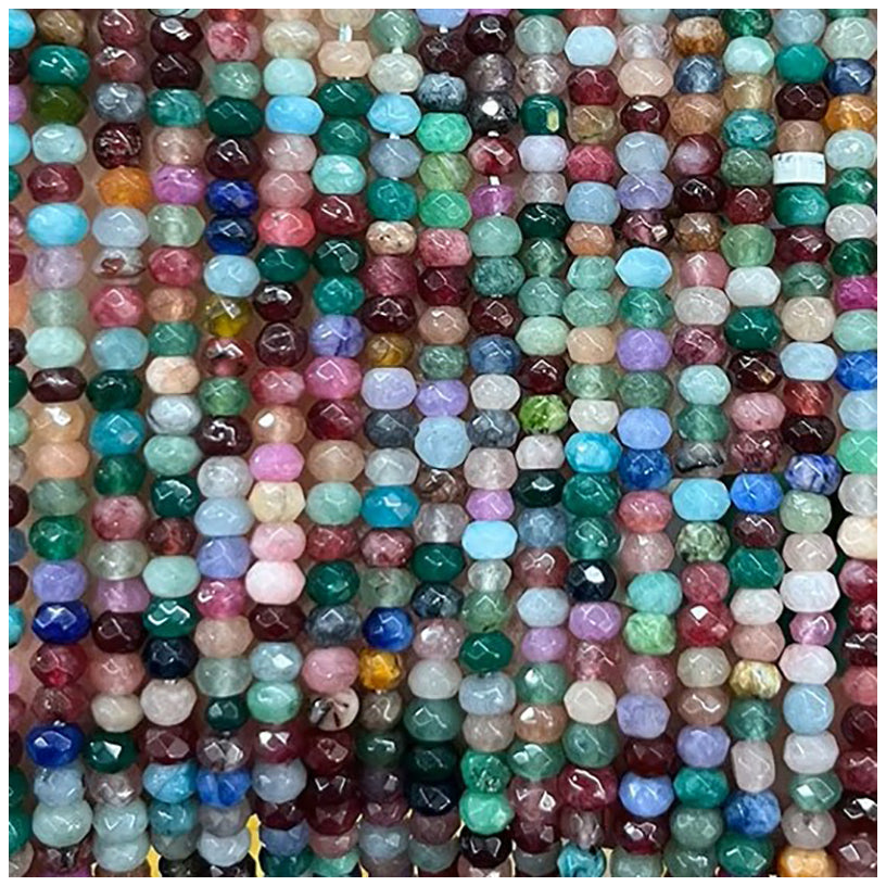 Multicolor Natural Rondelle Stone Beads 38cm Strand for Jewelry Making and DIY Crafts