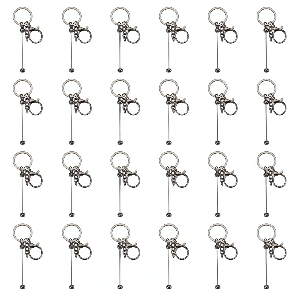 Beadable Keychain Bars Metal 14.8cm Blank Beaded Keychains for DIY Crafts Gifts and Jewelry Making