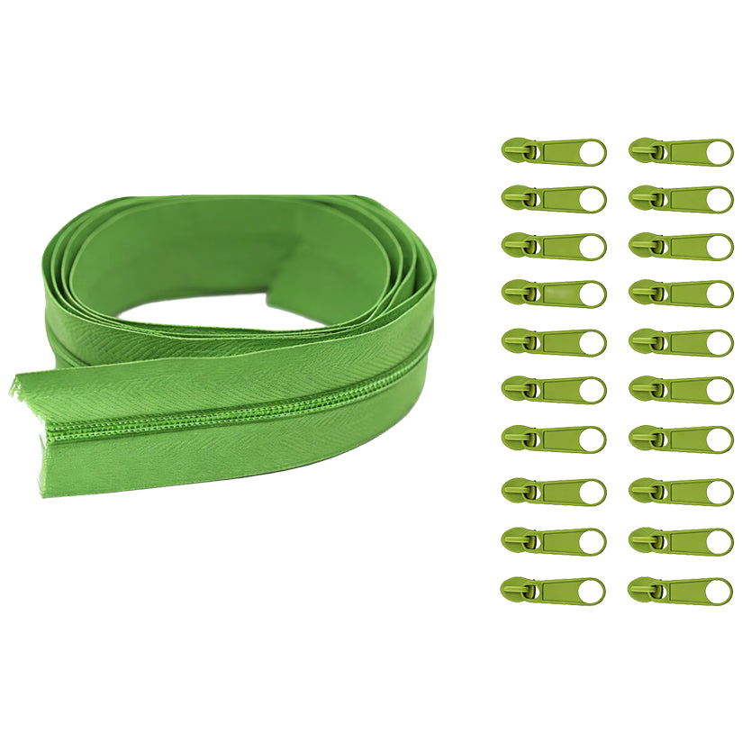 Nylon Coil Zipper 10 Yards with 20 Sliders for DIY Sewing Bags Garments and Crafts