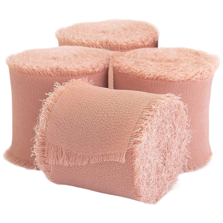 Chiffon Ribbon Rolls 1.5 Inch 5.5 Yards for Gift Wrapping Weddings Parties Floral DIY Crafts, Pack of 4