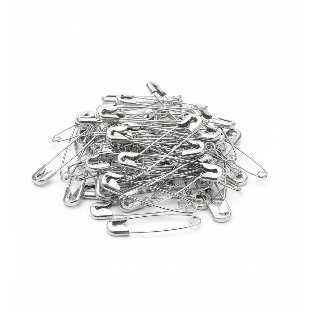 Heavy Duty Steel Safety Pins for Sewing, Crafts, Fashion and First Aid Kits, Pack of 100