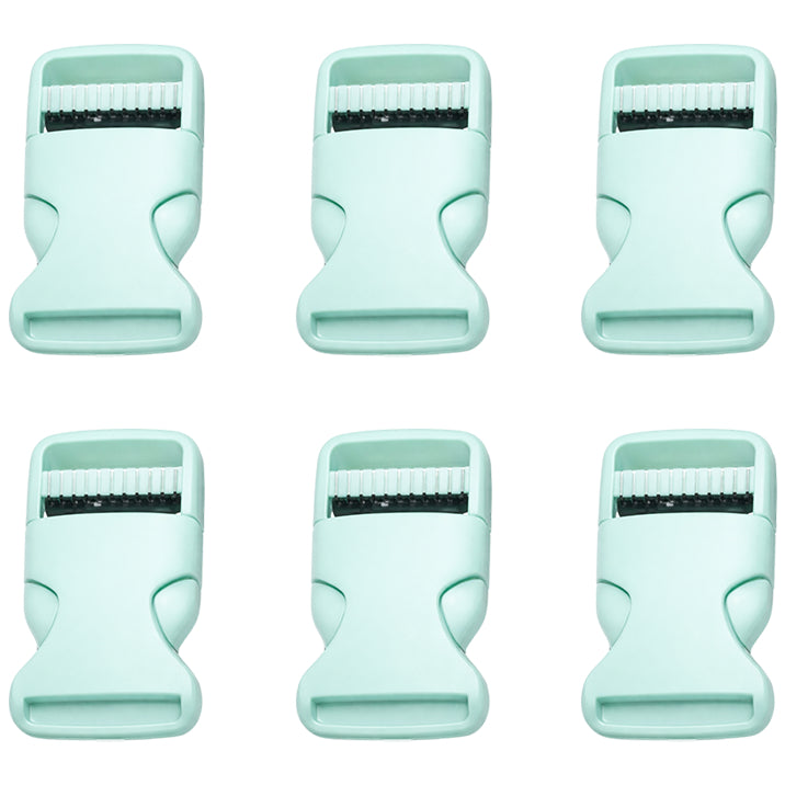 1 Inch Side Release Buckles Dual Adjustable Plastic Clips for Webbing Straps, Pack of 6