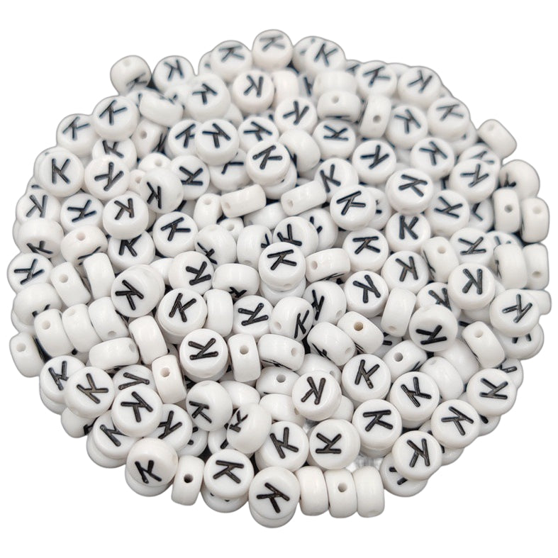 White Round Acrylic Alphabet Letter Beads for Bracelet and Jewelry Making 4x7mm, Pack of 300