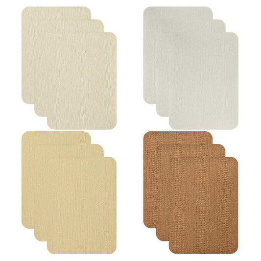 Cotton Iron-On Fabric Repair Patches for Clothing Inside and Outside with Strong Adhesive, Pack of 12