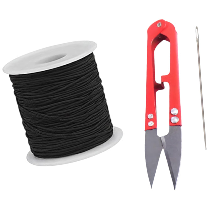 50 Yards Each Roll Nylon Core Spun Elastic Cord With Needle and Scissors for Jewelry Making and Crafts