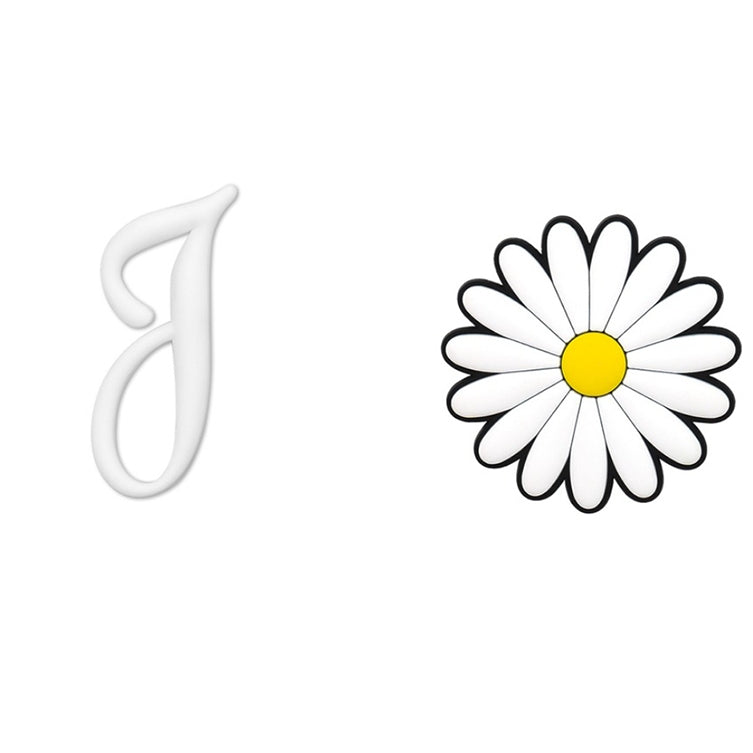 2pcs Letter and Flower Charms for Hand Bag, Decorative Alphabet Accessories Compatible with Rubber Tote