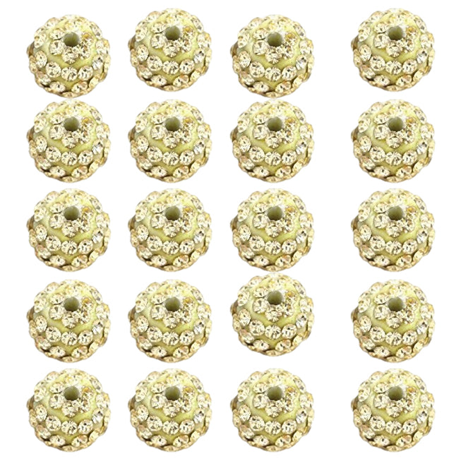 10mm White Rhinestone Beads for Jewelry Making Round Disco Crystal Beads for DIY Bracelets, Earrings and Necklaces