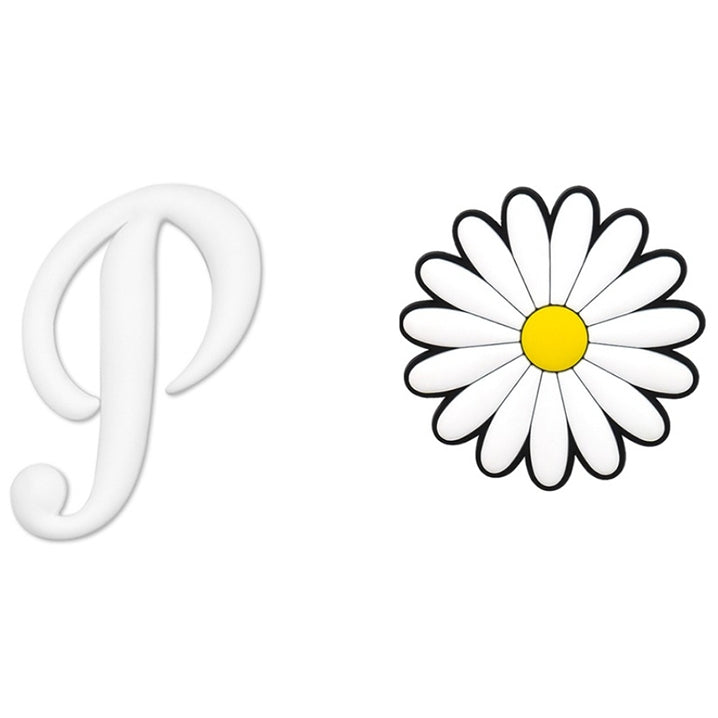 2pcs Letter and Flower Charms for Hand Bag, Decorative Alphabet Accessories Compatible with Rubber Tote