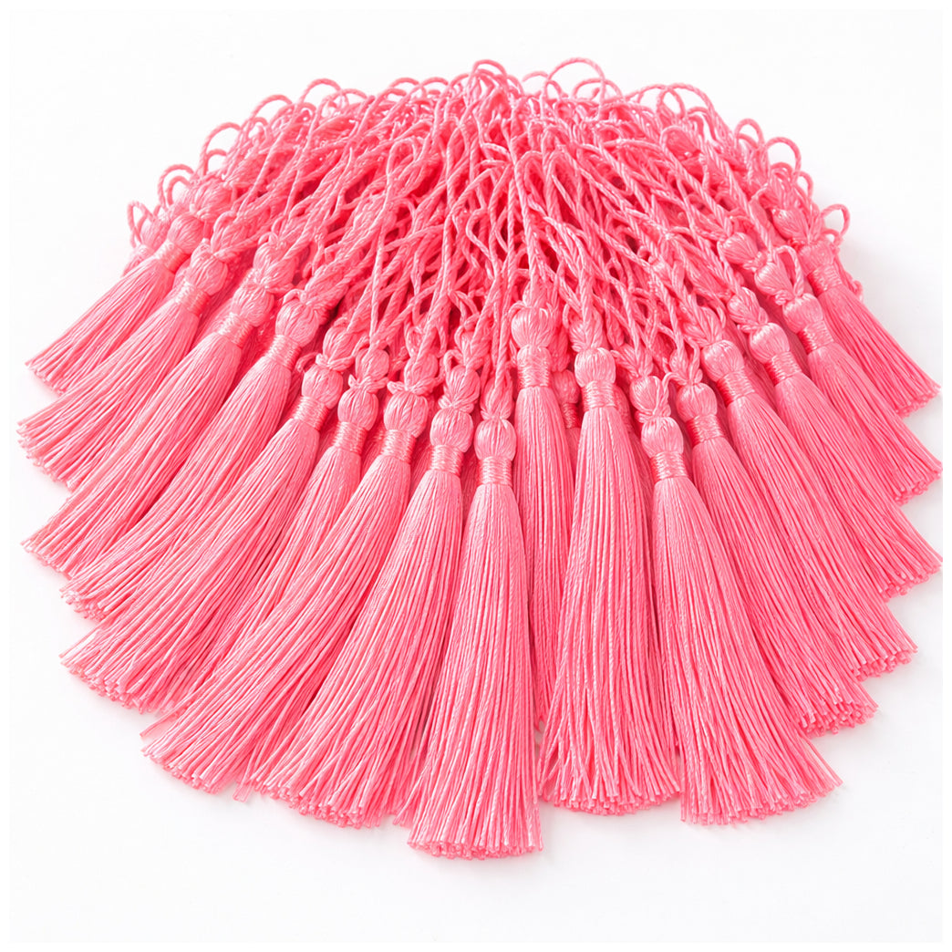 Mini Silky Tassels with Loops for Jewelry Making DIY Crafts Bookmarks Handmade Polyester 5 Inch, Pack of 100