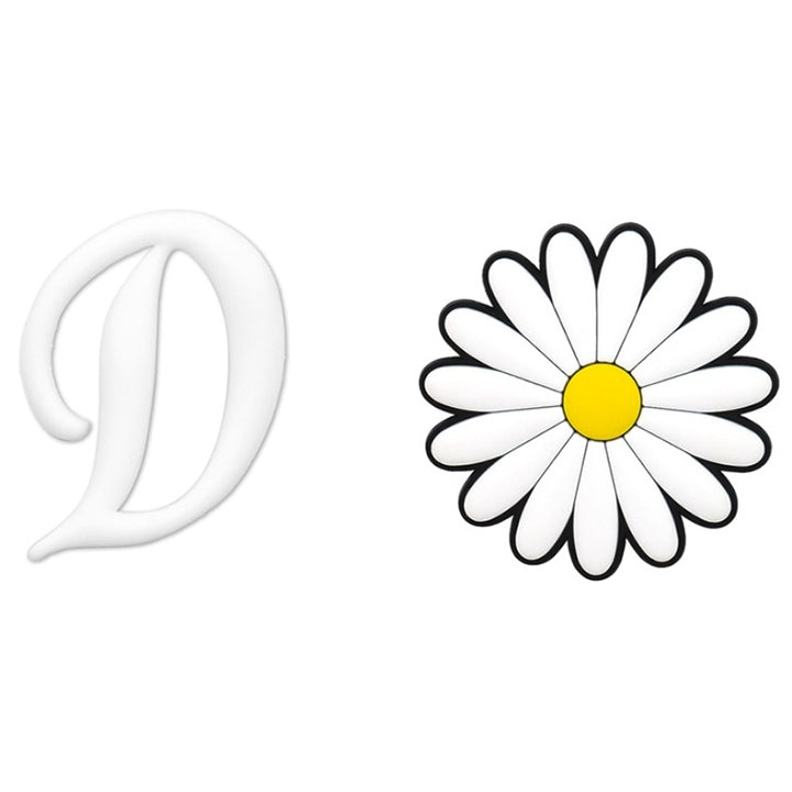 2pcs Letter and Flower Charms for Hand Bag, Decorative Alphabet Accessories Compatible with Rubber Tote